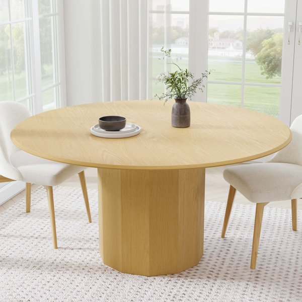 Latitude Run® Solid Wood Dining Table Round Pedestal Kitchen Table ...